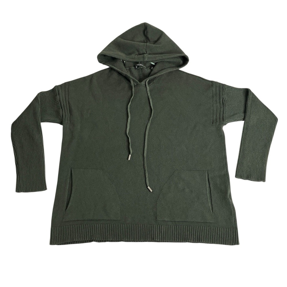 Cyrus Hoodie Sweater Womens XL Olive Green Ribbed Knit Soft Stretch Pockets